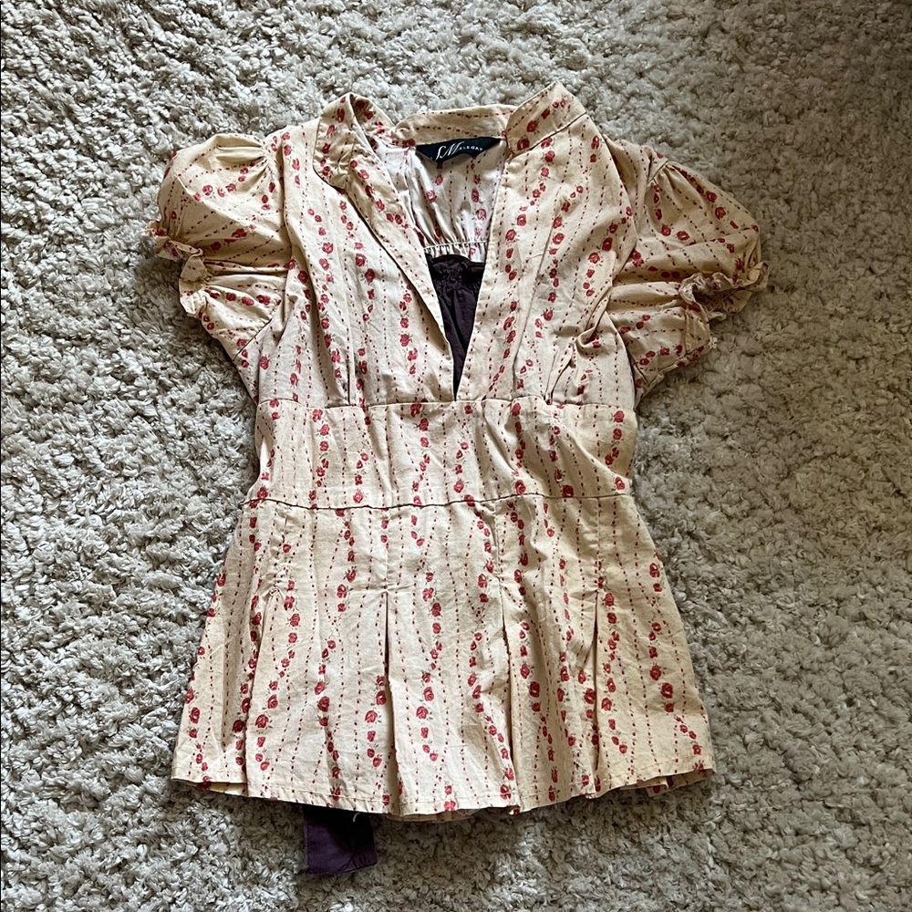 peach pink and red vintage tie back top